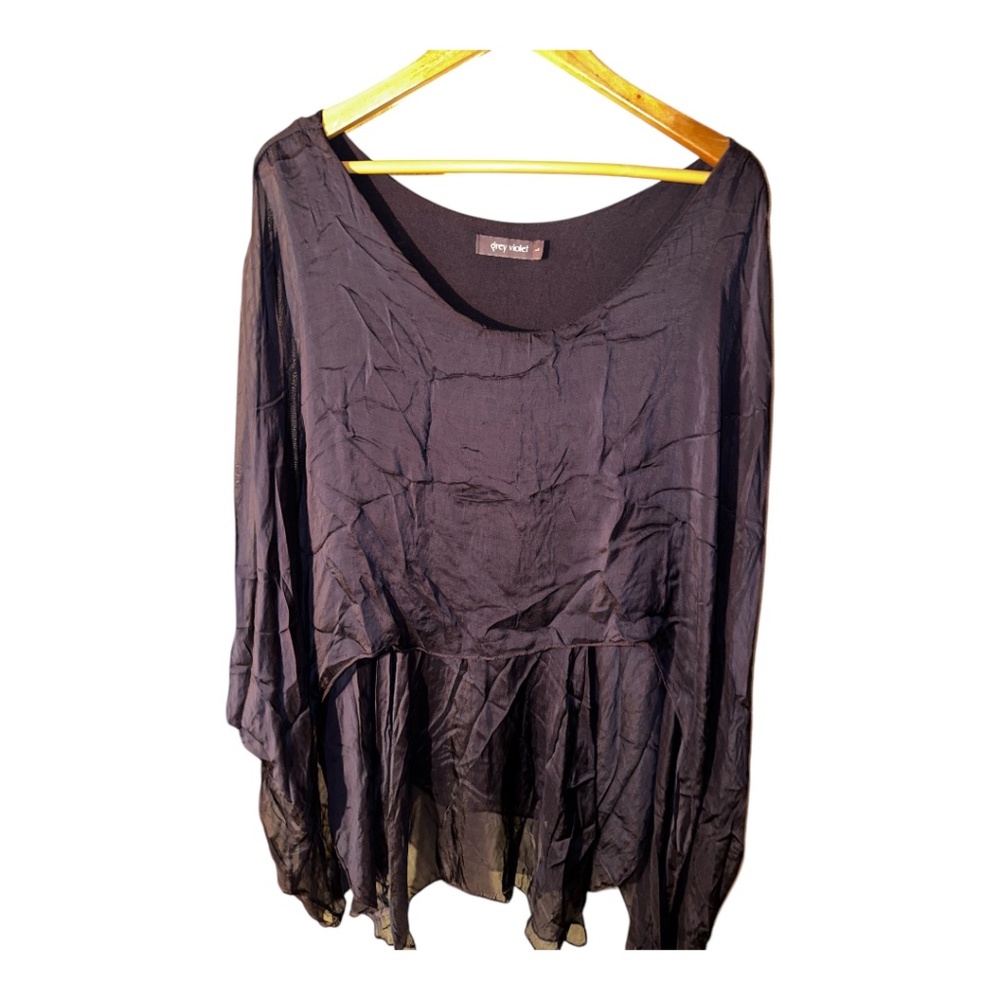 Grey Violet Purple Silk Kimono Top L